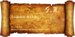 Ivánka Milán névjegykártya